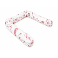 Aparatoare pentru patut, Qmini, Tip rulou, Cu husa detasabila, Lungime 180 cm, Din bumbac certificat Oeko Tex Standard 100, Fairy Pink