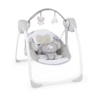 Balansoar electric bebelusi, Ingenuity, Comfort 2 Go, Cuddle Lamb, 2 pozitii inclinare, 12 melodii, Temporizator 30/45/60 min, Centura siguranta 5 puncte, Pliabil pentru calatorii, Fara BPA, 0-9 luni, Alb/Bej