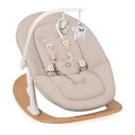 Balansoar, Lionelo, Celia, Manual, Cu 2 pozitii de inclinare, Cu centuri de siguranta in 5 puncte, Bara cu jucarii inclusa, Baza din lemn de fag, Husa detasabila si lavabila, Pana la 9 kg, Bej