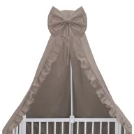 Baldachin, MimiNu, Pentru patut, Cu funda si volanas, 210x145 cm, Material certificat Oeko Tex Standard 100, Colectia Royal, Mocha