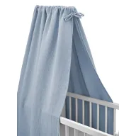 Baldachin, Qmini, Pentru patut, leagan, Din muselina dubla 145x200 cm, Material certificat Oeko Tex Standard 100, Jeans