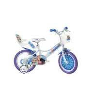 Bicicleta copii, Dino Bikes, Snow Queen, Roti ajutatoare, Cosulet frontal, Scaunel pentru papusi, 16 inch, Pana la 125 cm