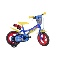 Bicicleta copii, Dino Bikes, Sonic, Roti ajutatoare, Suport cu sticla de apa, 12 inch, Cadru din otel, Blue/Red