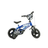 Bicicleta cu pedale, Dino Bikes, BMX, Cu roti ajutatoare,  12 inch, Pana la 105 cm, Blue