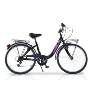 Bicicleta cu pedale, Dino Bikes, City Summertime, Cu 6 viteze, 26 inch, Pana la 160 cm, Black