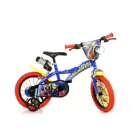 Bicicleta cu pedale, Dino Bikes, Goldrake, Cu roti ajutatoare, Suport cu sticla de apa, 16 inch, Pana la 125 cm