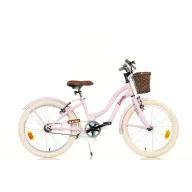 Bicicleta cu pedale, Dino Bikes, Retro,Cu cosulet frontal vintage, Claxon, 20 inch, De la 120 cm, Pink