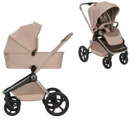Carucior 2 in 1, Lionelo, Freya, Landou si salteluta ventilate, Pliabil, Reglare spatar-3 pozitii, Suport de picioare-4 pozitii,  Maner reglabil-3 pozitii, Adaptori inclusi compatibili cu Cybex, Maxi-Cosi, Kiddy, Avionaut, Sustine 22 kg, 0luni+, Bej