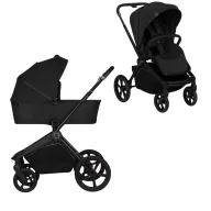 Carucior 2 in 1, Lionelo, Freya, Landou si salteluta ventilate, Pliabil, Reglare spatar-3 pozitii, Suport de picioare-4 pozitii,  Maner reglabil-3 pozitii, Adaptori inclusi compatibili cu Cybex, Maxi-Cosi, Kiddy, Avionaut, Sustine 22 kg, 0luni+, Negru