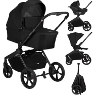 Carucior 3 in 1, Lionelo, Freya, Cu scoica ADAC, Landou si salteluta ventilate, Pliabil,  Reglare spatar in 3 pozitii, Suport de picioare in 4 pozitii, Maner reglabil in 3 pozitii, Sustine 22 kg, Cu accesorii, 0 luni+, Negru