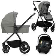 Carucior 3 in 1, Lionelo, Meril, Cu landou de dimensiune XL, Reversibil, Cu scoica auto testata ADAC, Cu accesorii, Pana la 22 kg, Conform cu EN1888-1 EN1888-2, EN1466, Gri