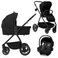 Carucior 3 in 1, Lionelo, Meril, Cu landou de dimensiune XL, Reversibil, Cu scoica auto testata ADAC, Cu accesorii, Pana la 22 kg, Conform cu EN1888-1 EN1888-2, EN1466, Negru