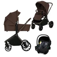 Carucior 3 in 1, Lionelo, Mika Plus, Cadru din aluminiu, Cu landou intarit si salteluta moale, Cu scoica auto testata ADAC, Reversibil, Cu sistem de ventilatie 3D, Cu accesorii, Pana la 22 kg, EN1888-1 EN1888-2 EN1466 ECE R129, Mocha Mousse