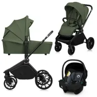 Carucior 3 in 1, Lionelo, Mika Plus, Cadru din aluminiu, Cu landou intarit si salteluta moale, Cu scoica auto testata ADAC, Reversibil, Cu sistem de ventilatie 3D, Cu accesorii, Pana la 22 kg, EN1888-1 EN1888-2 EN1466 ECE R129, Verde