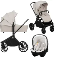 Carucior 3 in 1, Lionelo, Mika Plus, Cu scoica auto Moxie Bej, Reversibil, Cu sistem de ventilatie 3D, Cu accesorii, Pana la 22 kg, EN1888-1 EN1888-2 EN1466 ECE R129, Bej