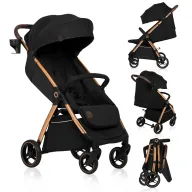 Carucior sport, Lionelo, Ingrid, Capotina impermeabila cu filtru UPF50+, Pana la 22 Kg, Spatar reglabil in 3 pozitii, Include suport pahar si plasa de tantari, Sistem pentru pliere automata, 6 luni+, Negru