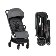 Carucior sport, Petite&Mars, Zip, Pliere automata cu o mana, Potrivit pentru avion, De la nastere, Pana la 22 Kg, Pozitie de somn, Usor- 7kg,  Capacitate cos- 5 kg, Reglare spatar, suport de picioare, Bara detasabila, Antracit