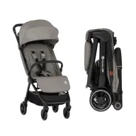 Carucior sport, Petite&Mars, Zip, Pliere automata cu o mana, Potrivit pentru avion, De la nastere, Pana la 22 Kg, Pozitie de somn, Usor- 7kg,  Capacitate cos- 5 kg, Reglare spatar, suport de picioare, Bara detasabila, Gri