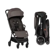 Carucior sport, Petite&Mars, Zip, Pliere automata cu o mana, Potrivit pentru avion, De la nastere, Pana la 22 Kg, Pozitie de somn, Usor- 7kg,  Capacitate cos- 5 kg, Reglare spatar, suport de picioare, Bara detasabila, Maro