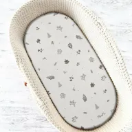 Cearceaf cu elastic, MimiNu, Pentru landou, carucior si cosulet, Dimensiune 80x35 cm, Din bumbac certificat Oeko Tex Standard 100, Leaves