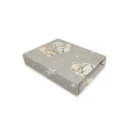 Cearceaf cu elastic, MimiNu, Pentru patut leagan sau patut co-sleeper, Dimensiune 90x40 cm, Din bumbac certificat Oeko Tex Standard 100, Bedtime story beige