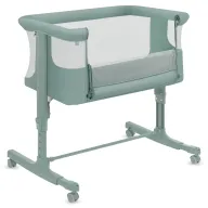 Patut co-sleeper, Lionelo, Aurora, 3 in 1, Cu leganare si setare unghiulara, Saltea cu densitate T25 si geanta transport, Reglabil in 5 pozitii pe inaltime, Pana la 9 kg, 0 luni+, 85x60x66 cm, EN 1130:2019+AC:2020, EN 16890:2, Verde