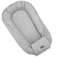 Cosulet bebelus, Feedo, Pentru dormit, joaca, protectie in patut, Baby Nest 90x60 cm, Din bumbac 100%, Design elegant, Gri