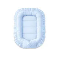 Cosulet bebelus, MimiNu, Pentru dormit, Baby Nest 55 x 75 cm, Cu Volanase, Husa 100% bumbac, Din bumbac certificat Oeko Tex Standard 100, Colectia Royal, Blue