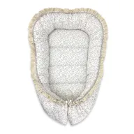 Cosulet bebelus, MimiNu, Premium, Pentru dormit, Baby Nest 55 x 75 cm, Cu Volanase si dantela, Husa 100% bumbac, Din bumbac certificat Oeko Tex Standard 100, Meadow