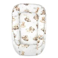 Cosulet bebelus, Qmini, Pentru dormit, Baby Cocoon 75x55 cm, Husa 100% bumbac, Din bumbac certificat Oeko Tex Standard 100, Teddy Explorer Beige