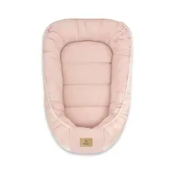 Cosulet bebelus, Qmini, Pentru dormit, Baby Nest 55 x 75 cm, Husa 100% muselina dubla, Material certificat Oeko Tex Standard 100, Powder Pink