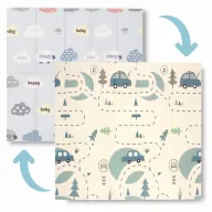 Covoras de joaca, Bocioland, Forest Road, Pliabil, Protectie impotriva loviturilor, Dimensiune mare, 180 x 150 cm, Cu Imprimeu pe ambele parti, Potrivit pentru utlizare atat in interior, cat si in exterior