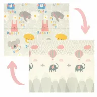 Covoras de joaca, Bocioland, Grey Elephant, Pliabil, Protectie impotriva loviturilor, Dimensiune mare, 180 x 150 cm, Cu Imprimeu pe ambele parti, Potrivit pentru utlizare atat in interior, cat si in exterior