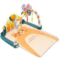 Covoras educational, Baby Mix, Zoo Mat, Cu panou multimedia si bara cu jucarii zornaitoare, Cu melodii,  Conform cu EN 71, 50 x 50 x 80 cm, 0 luni+, Portocaliu