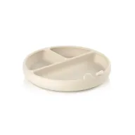 Farfurie BLW, Jane, Din silicon, Cu ventuze, 17 x 17 x 4 cm, Sand