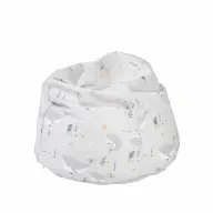 Fotoliu puf, BabyTrold, Markland Pure, Din muselina, Umplutura cu bilute, Husa detasabila, 12 luni+, 30 x 50 cm, Model balenuta, Gri