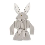 Halat de baie, MimiNu, Cu urechi, 2 - 5 ani, Moale, Cu buzunare, Cu cordon, Din bumbac si thermo fleece, Materiale certificate Oeko Tex Standard 100, Leaves