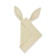 Jucarie textila senzoriala, Qmini, Cu urechi fosnitoare, 30 x 30 cm, Din muselina dubla, Warm Beige