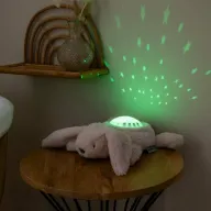 Lampa de veghe, Nattou, Cu proiectii, melodii si sunete albe,  Leduri care nu se incalzesc, Volum reglabil, Functie temporizator, Plusul se poate spala, 22x25x9 cm, Iepuras, Bej