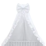 Baldachin, MimiNu, Din tull, pentru patut, cu funda si volan, 210x145 cm, Material certificat Oeko Tex Standard 100, Alb