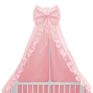 Baldachin, MimiNu, Pentru patut, Cu funda si volanas, 210x145 cm, Materiale certificate Oeko Tex Standard 100, Colectia Royal, Powder Pink