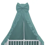 Baldachin, MimiNu, Pentru patut, Cu funda si volanas, 210x145 cm, Material certificat Oeko Tex Standard 100, Colectia Royal, Nepal Green