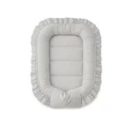 Cosulet bebelus, MimiNu, Pentru dormit, Baby Nest 55 x 75 cm, Cu Volanase, Husa 100% bumbac, Din bumbac certificat Oeko Tex Standard 100, Colectia Royal, Grey