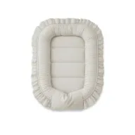 Cosulet bebelus, MimiNu, Pentru dormit, Baby Nest 55 x 75 cm, Cu Volanase, Husa 100% bumbac, Din bumbac certificat Oeko Tex Standard 100, Colectia Royal, Beige