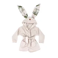 Halat de baie, MimiNu, Cu urechi, 5 - 7 ani, Moale, Cu buzunare, Cu cordon, Din bumbac si thermo fleece, Materiale certificate Oeko Tex Standard 100, Design, Baby Animals