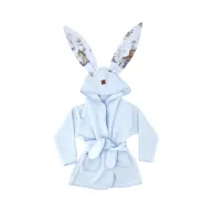 Halat de baie, MimiNu, Cu urechi, 5 - 7 ani, Moale, Cu buzunare, Cu cordon, Din bumbac si thermo fleece, Materiale certificate Oeko Tex Standard 100, Design, Let's Go Blue