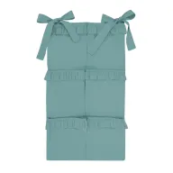 Organizator pentru patut, MimiNu, Din bumbac, Cu 6 compartimente, Doua panglici, 70x40 cm, Cu volanase, Colectia Royal, Nepal Green