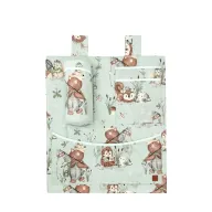 Organizator pentru patut leagan, MimiNu, Din bumbac certificat Oeko Tex Standard 100, 3 compartimente, 53x46 cm, Design, Let's Go Natural
