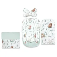 Set 4 in 1 Cosulet bebelus, MimiNu, Baby Cocoon 75x55 cm, Husa bumbac, Din bumbac certificat Oeko Tex Standard 100, Cu paturica 50x70 cm, Cu salteluta, Cu perna fluture, Lulu Natural