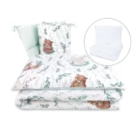 Lenjerie patut cu 5 piese, MimiNu, Pentru patut 120x60 cm, Cu pilota si perna, Din bumbac certificat Oeko Tex Standard 100, Lulu Natural